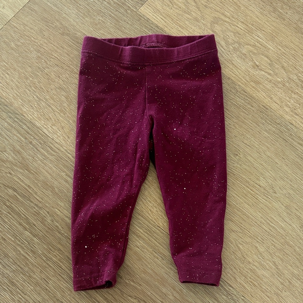 Cat & Hack Maroon Sparkle Leggings, size 12M